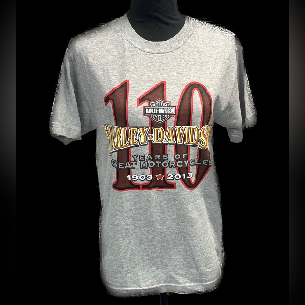 Harley-Davidson 110 Year Anniversary Shirt Size Small - Medium, Gray